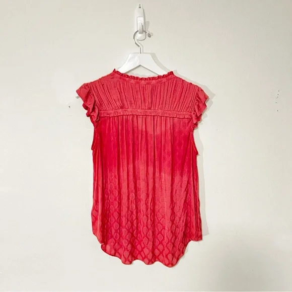 ANTHROPOLOGIE Maeve Textured Blouse with Ruffle Trim | Sz M - Picture 4 of 11